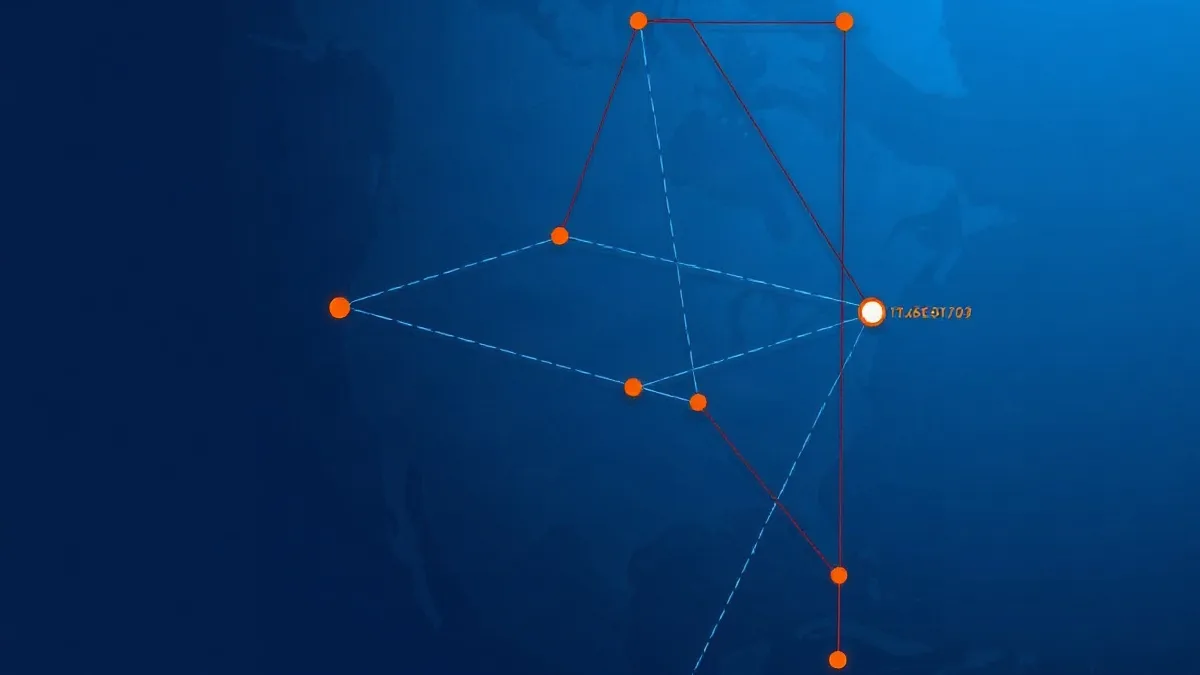 Abstract North American cross-border trade routes and customs flows
