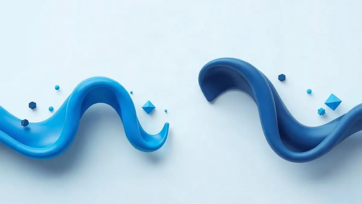 Two diverging data streams in blue and indigo, representing different analytical approaches.