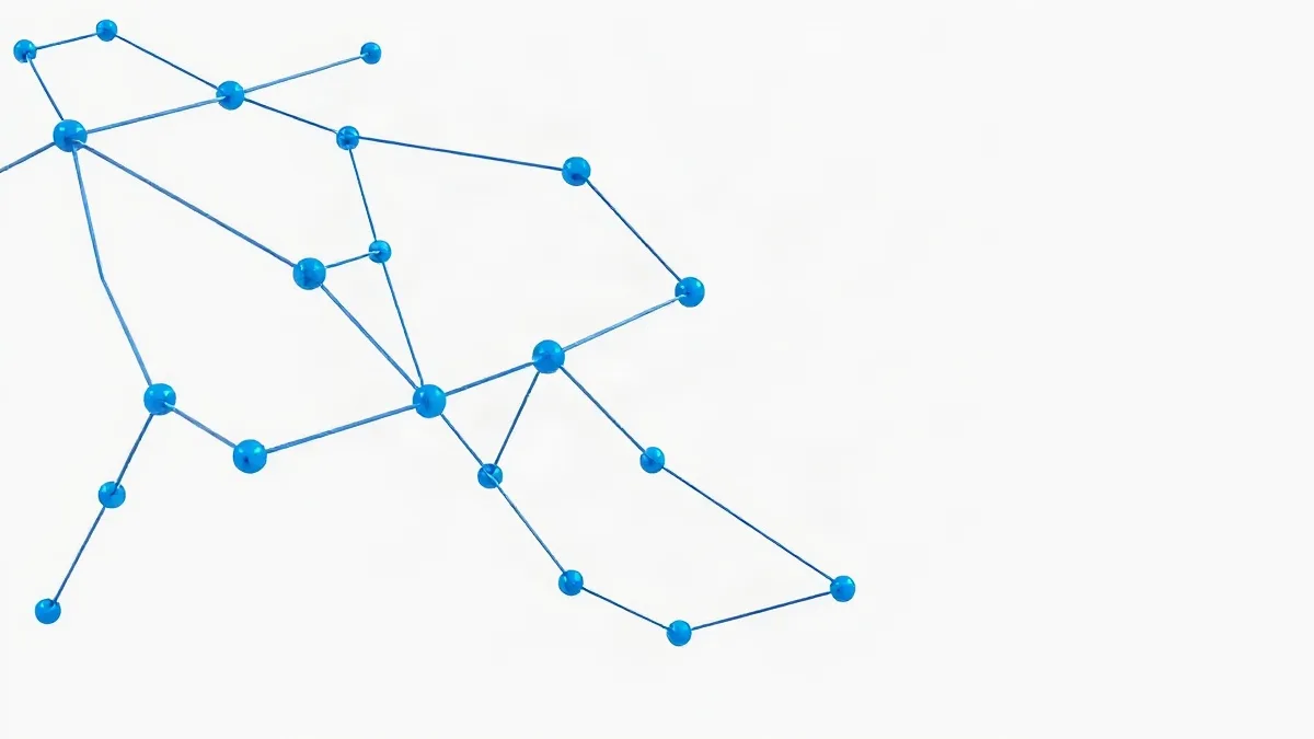 Fragmented data charts with warning indicators in blue and indigo tones.