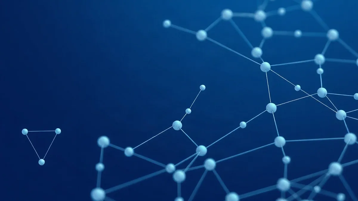 Connected nodes with broken pathway connections in abstract 3D