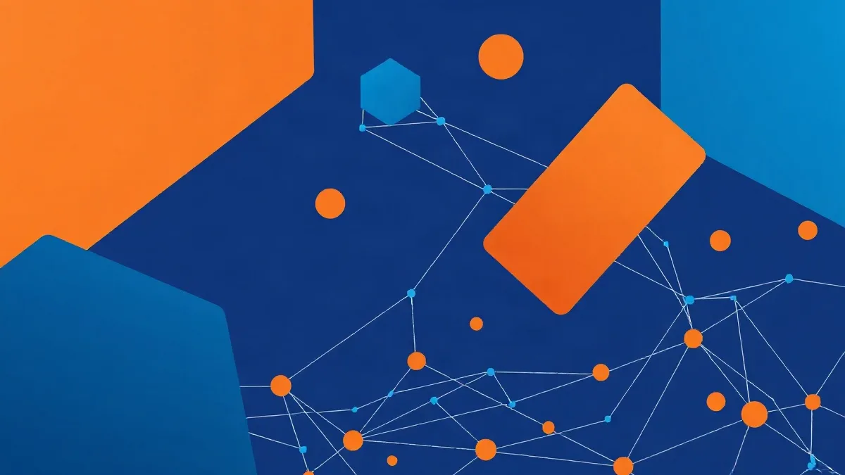 Interconnected geometric shapes with abstract data flows