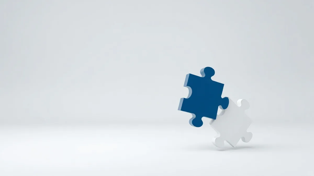 Misaligned puzzle pieces floating in empty space