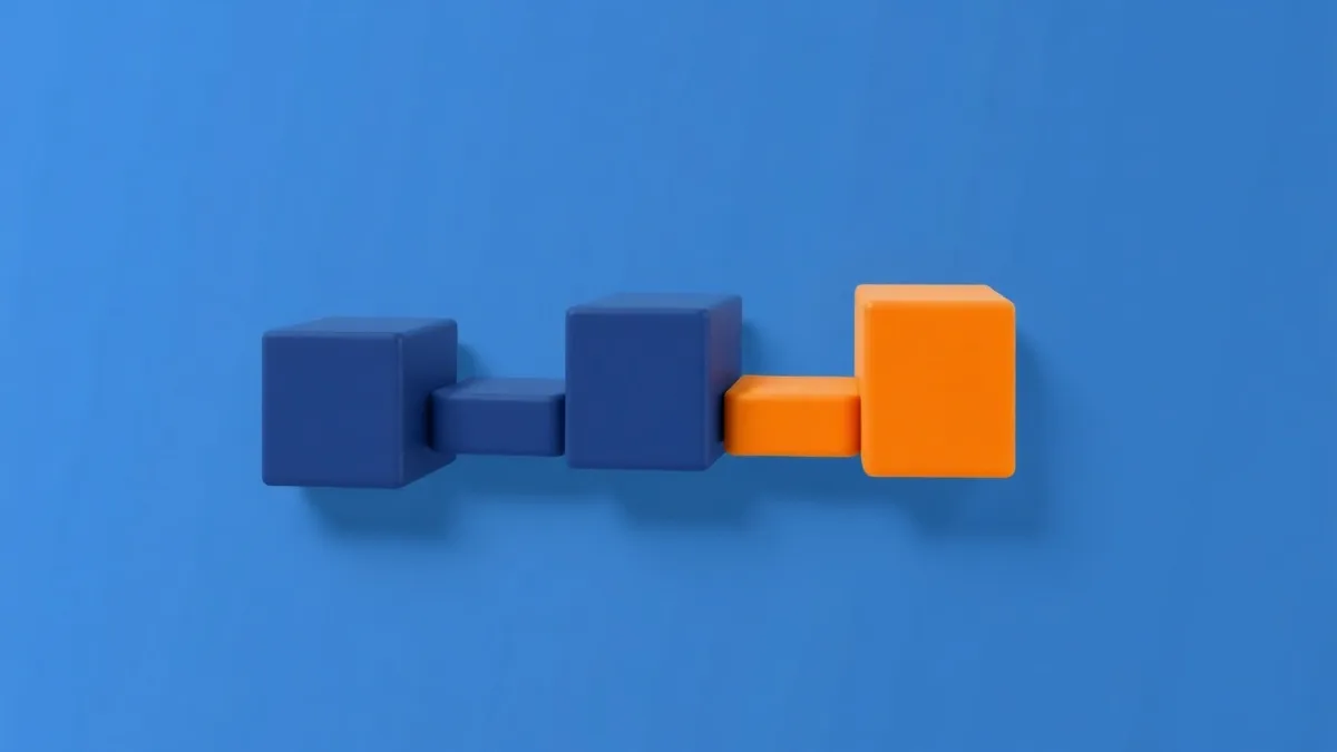 Abstract modular blocks assembling in progressive implementation phases