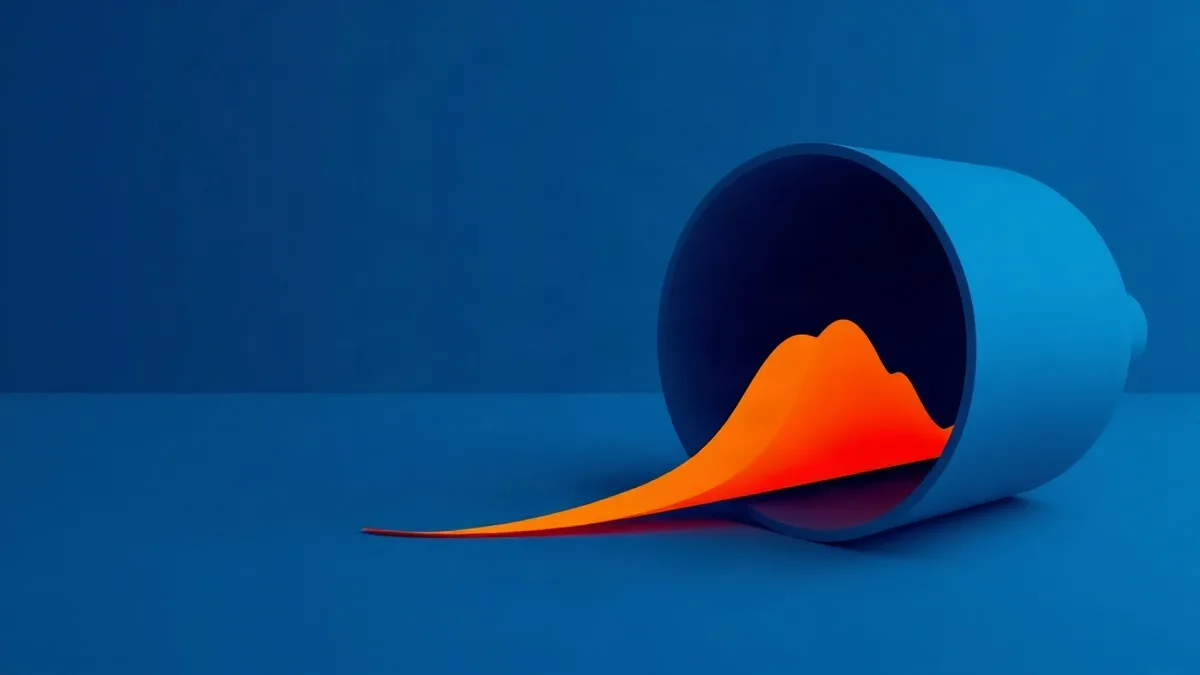 Abstract funnel visualization showing data flow with friction point indicators