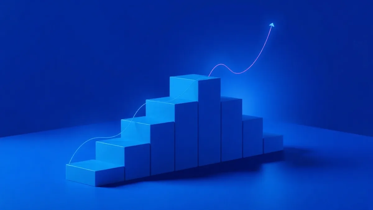Ascending geometric blocks representing digital maturity progression stages